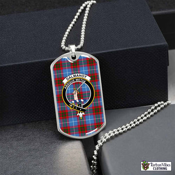 Dalmahoy Tartan Dog Tag Necklace with Family Crest Silver No - Tartan Vibes Clothing