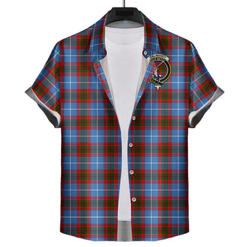 Dalmahoy Tartan Short Sleeve Button Down Shirt with Family Crest