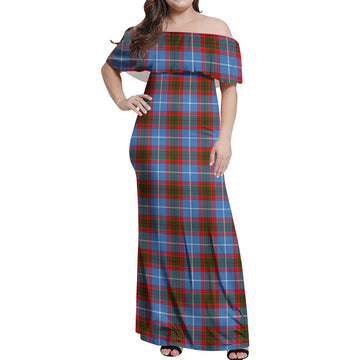 Dalmahoy Tartan Off Shoulder Long Dress Women's Dress - Tartan Vibes Clothing