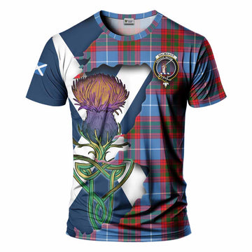 Tartan Vibes Clothing Dalmahoy Tartan Family Crest T-Shirt Scottish Thistle Celtic Inspired