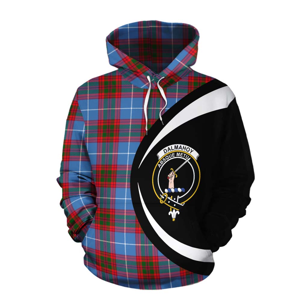 Dalmahoy Tartan Cotton Hoodie with Family Crest Circle Style Pullover Hoodie XS - Tartan Vibes Clothing