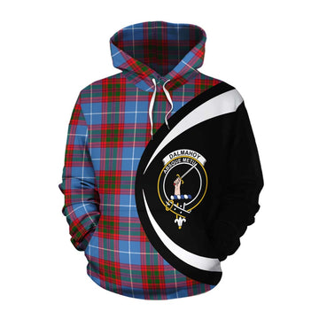 Dalmahoy Tartan Cotton Hoodie with Family Crest Circle Style Pullover Hoodie XS - Tartan Vibes Clothing