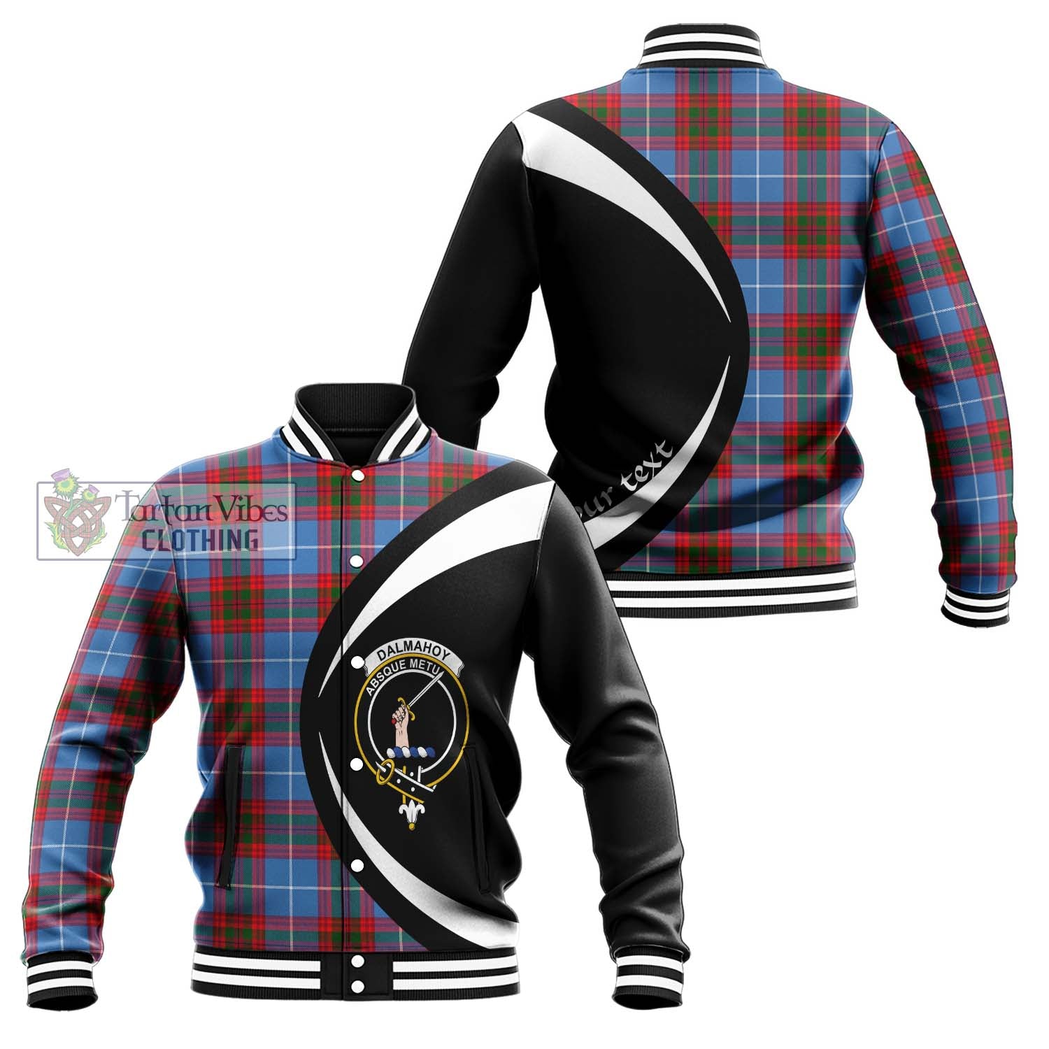 Dalmahoy Tartan Baseball Jacket with Family Crest Circle Style Unisex - Tartan Vibes Clothing