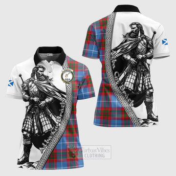 Dalmahoy Tartan Clan Crest Women's Polo Shirt with Highlander Warrior Celtic Style Women - Tartan Vibes Clothing