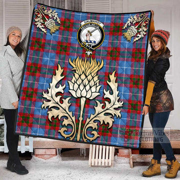 Tartan Vibes Clothing Dalmahoy Tartan Quilt with Family Crest and Golden Thistle Style