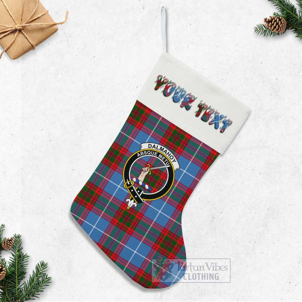 Dalmahoy Tartan Family Crest Christmas Stocking with Personalized Text - Tartan Vibes Clothing