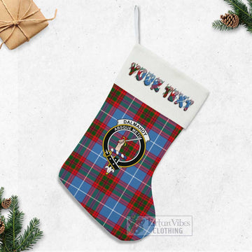 Dalmahoy Tartan Family Crest Christmas Stocking with Personalized Text - Tartan Vibes Clothing