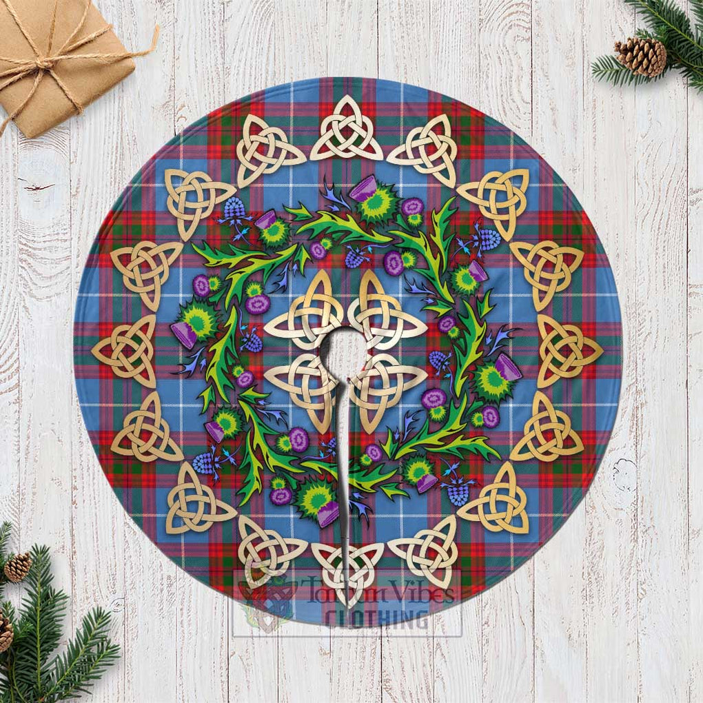 Dalmahoy Tartan Christmas Tree Skirt with Thistle Celtic Knot Style Casual Tree Skirts - Tartan Vibes Clothing