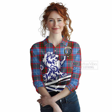Dalmahoy Tartan Women's Casual Shirt with Alba Gu Brath Regal Lion Emblem Female - Tartan Vibes Clothing