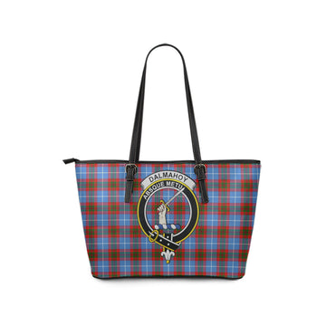 Dalmahoy Tartan Leather Tote Bag with Family Crest - Tartan Vibes Clothing