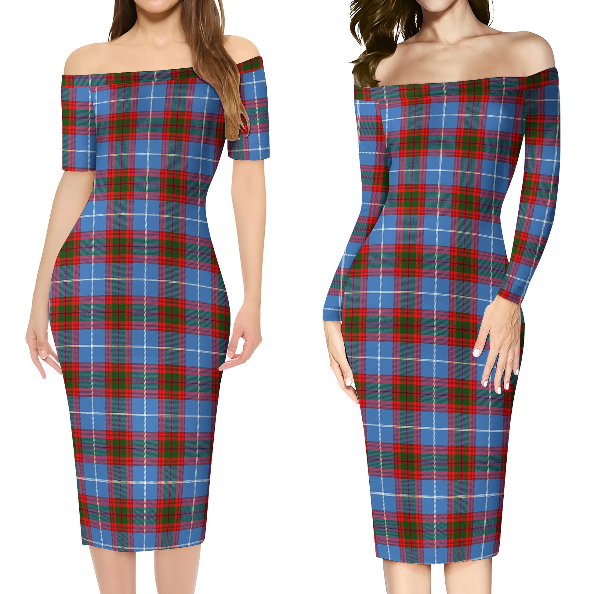 Dalmahoy Tartan Off Shoulder Lady Dress Women's Dress - Tartan Vibes Clothing
