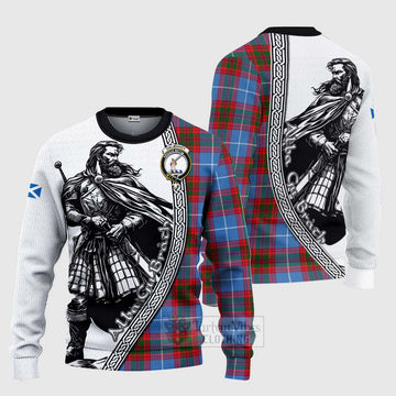 Dalmahoy Tartan Clan Crest Knitted Sweater with Highlander Warrior Celtic Style Unisex - Tartan Vibes Clothing