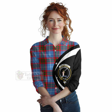 Dalmahoy Tartan Women's Casual Shirt with Family Crest Circle Style Female - Tartan Vibes Clothing
