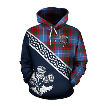 Dalmahoy Tartan Cotton Hoodie Featuring Thistle and Scotland Map Pullover Hoodie XS - Tartan Vibes Clothing
