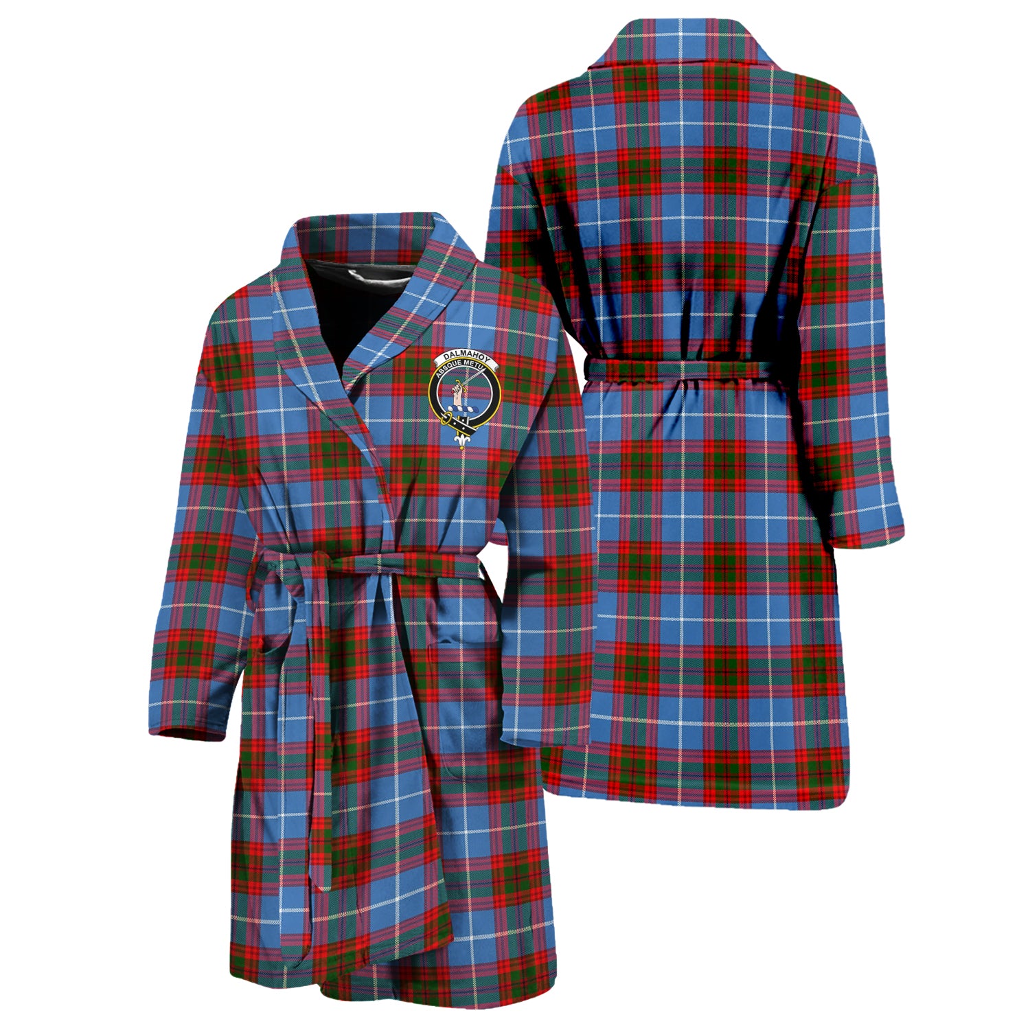 Dalmahoy Tartan Bathrobe with Family Crest Unisex S - Tartan Vibes Clothing