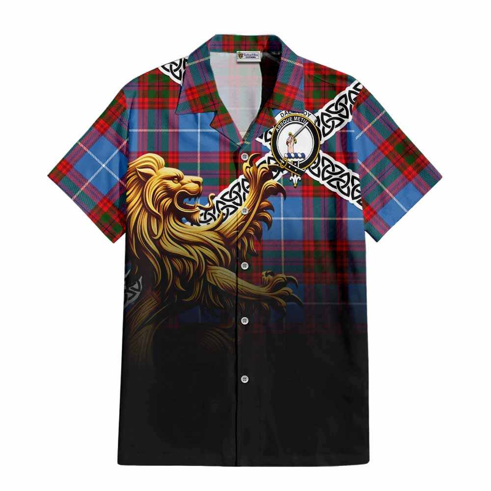 Dalmahoy Crest Tartan Hawaiian Shirt with Golden Lion Emblem Celtic Style Kid - Tartan Vibes Clothing
