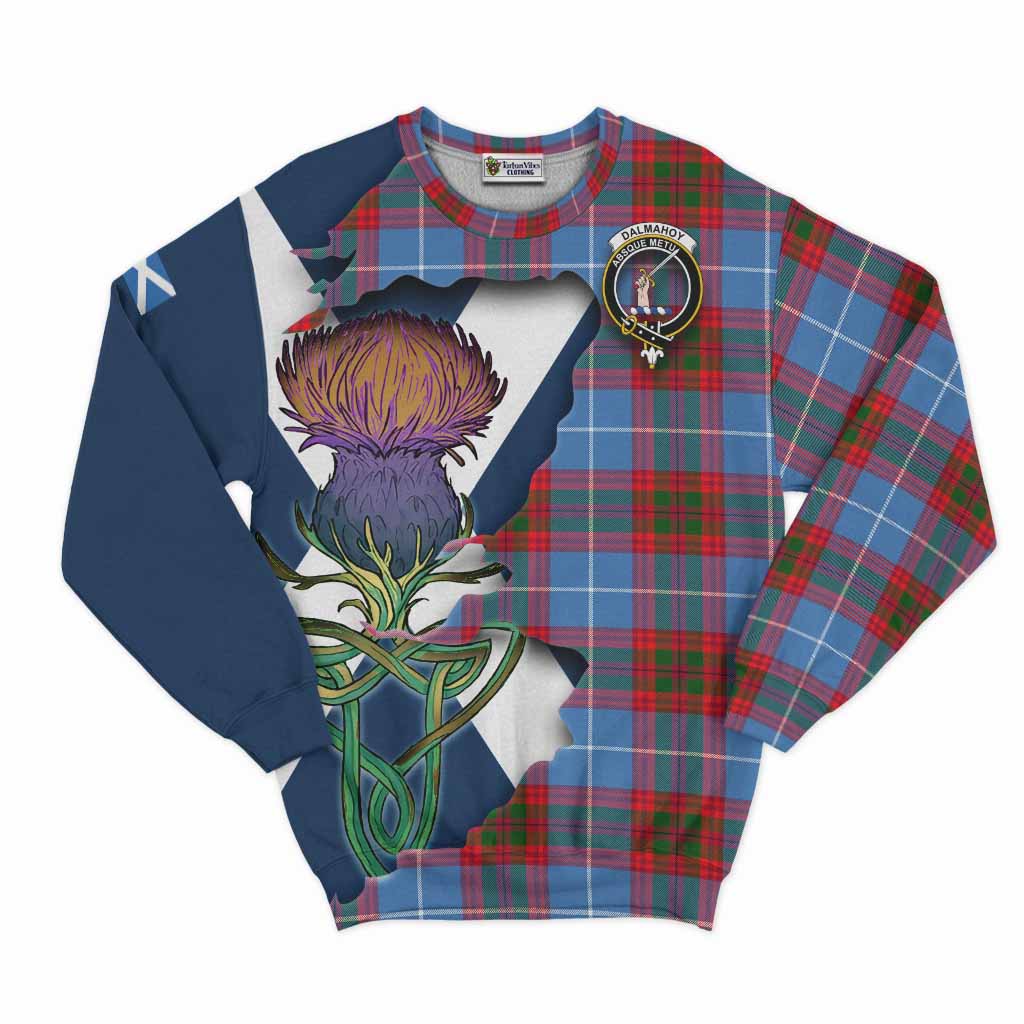 Tartan Vibes Clothing Dalmahoy Tartan Family Crest Sweatshirt Scottish Thistle Celtic Inspired
