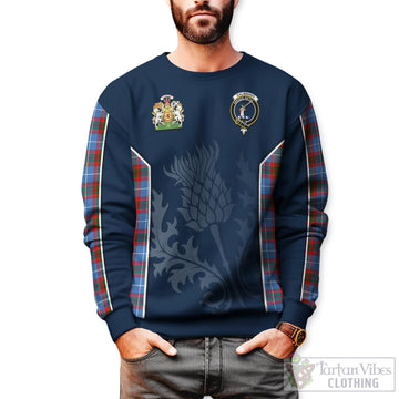 Dalmahoy Tartan Sweatshirt with Family Crest and Scottish Thistle Vibes Sport Style