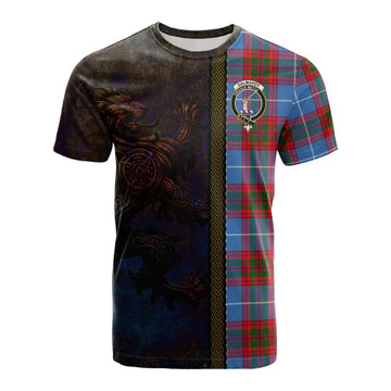 Dalmahoy Tartan Family Crest Cotton T-shirt Alba Gu Brath Be Brave Lion Ancient Style