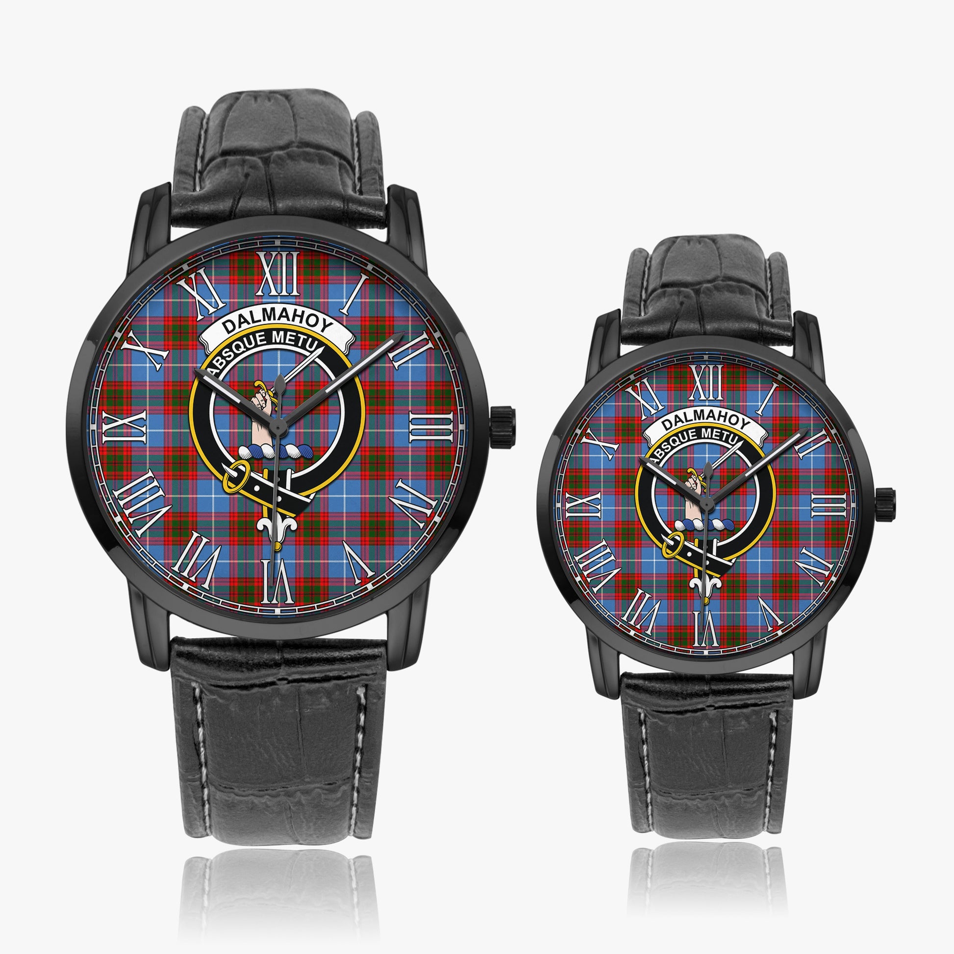 Dalmahoy Tartan Family Crest Leather Strap Quartz Watch Wide Type - Tartan Vibes Clothing