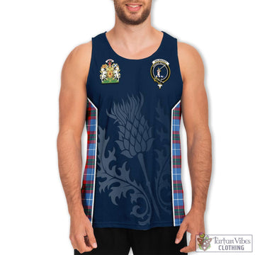 Dalmahoy Tartan Men's Tanks Top with Family Crest and Scottish Thistle Vibes Sport Style