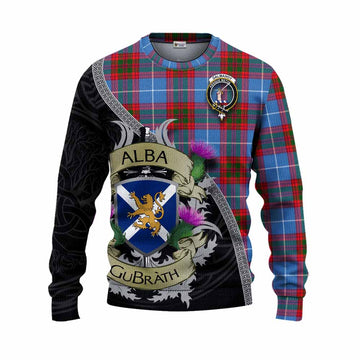 Dalmahoy Tartan Family Crest Knitted Sweater Lion Rampant Royal Thistle Shield Celtic Inspired Unisex - Tartan Vibes Clothing