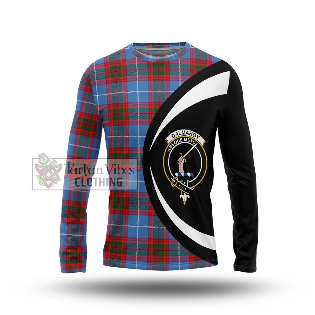 Dalmahoy Tartan Long Sleeve T-Shirt with Family Crest Circle Style Unisex - Tartan Vibes Clothing