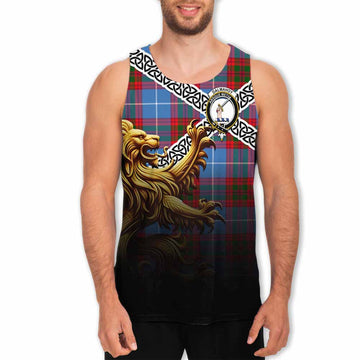 Dalmahoy Crest Tartan Men's Tank Top with Golden Lion Emblem Celtic Style Men - Tartan Vibes Clothing
