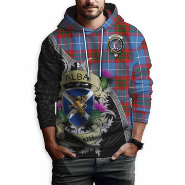 Dalmahoy Tartan Family Crest Hoodie Lion Rampant Royal Thistle Shield Celtic Inspired Pullover Hoodie - Tartan Vibes Clothing