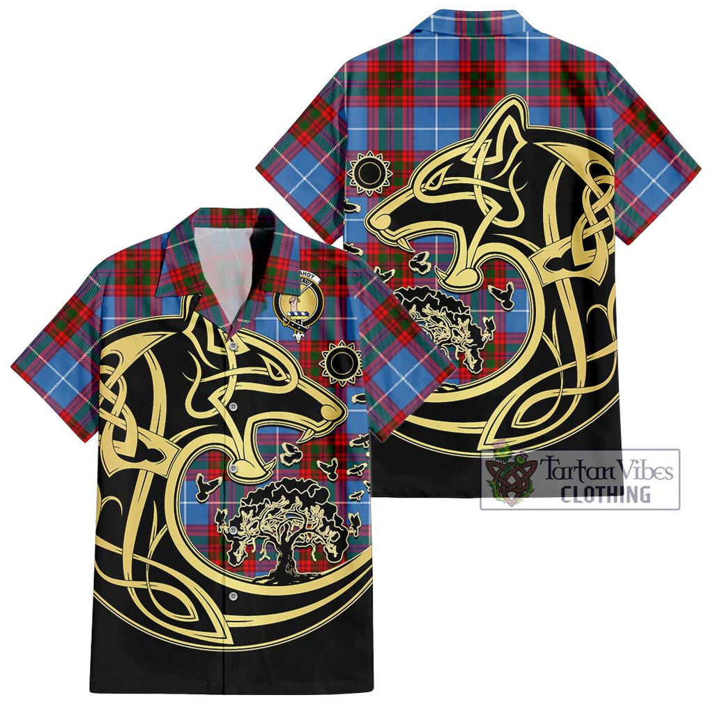Dalmahoy Tartan Hawaiian Shirt with Family Crest Celtic Wolf Style Kid - Tartan Vibes Clothing