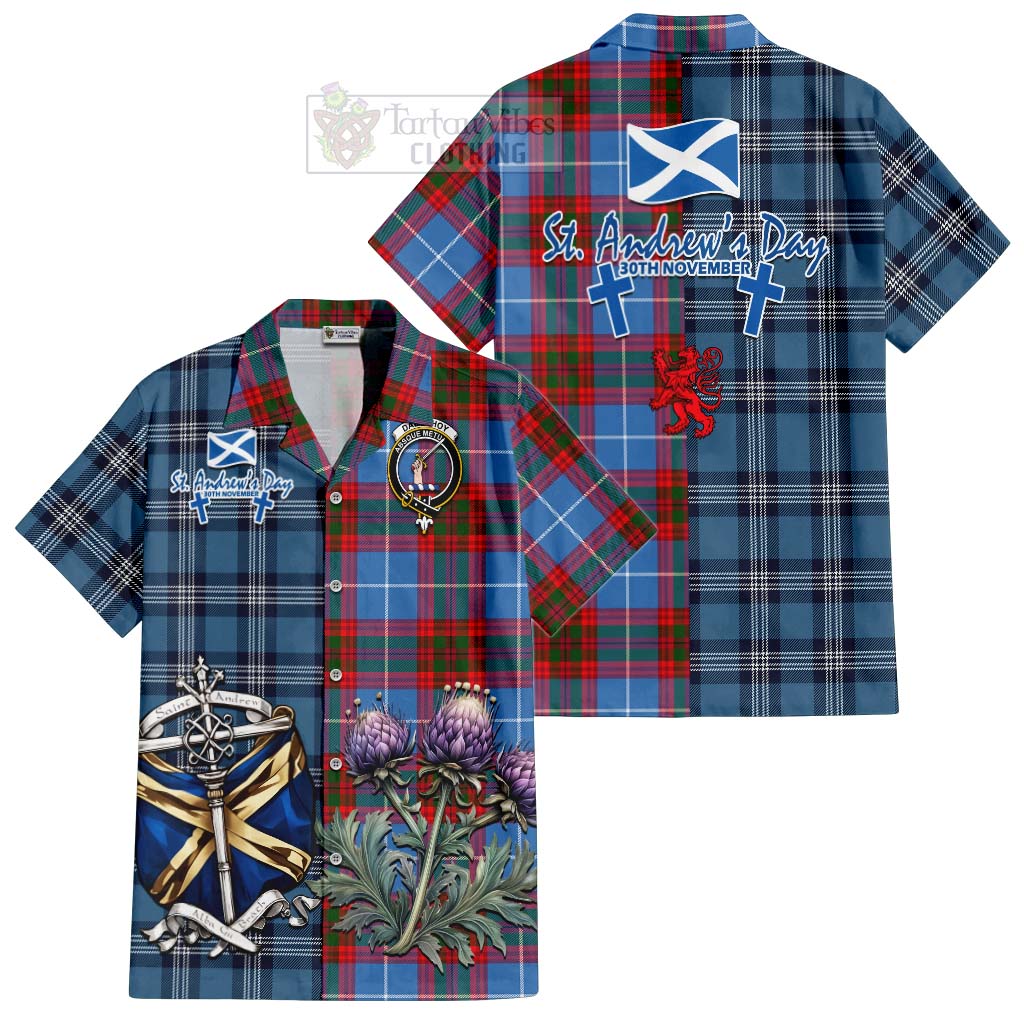 Dalmahoy Tartan Hawaiian Shirt Happy St. Andrew's Day Half Tartan Style Kid - Tartan Vibes Clothing