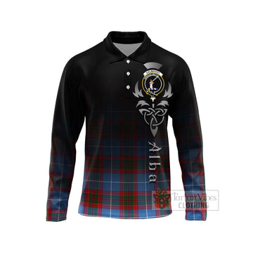 Dalmahoy Tartan Long Sleeve Polo Shirt Featuring Alba Gu Brath Family Crest Celtic Inspired Unisex - Tartan Vibes Clothing