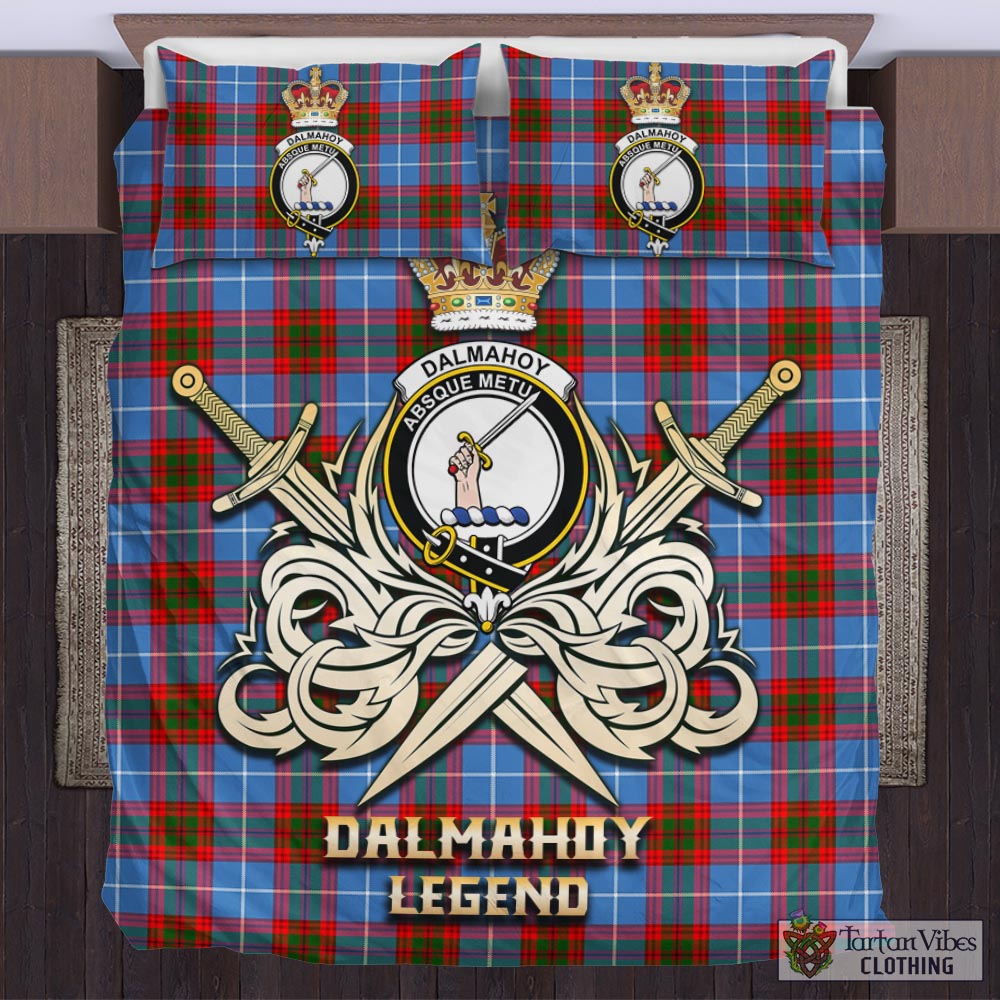 Tartan Vibes Clothing Dalmahoy Tartan Bedding Set with Clan Crest and the Golden Sword of Courageous Legacy
