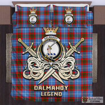 Dalmahoy Tartan Bedding Set with Clan Crest and the Golden Sword of Courageous Legacy
