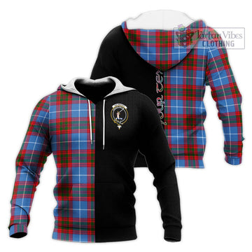 Dalmahoy Tartan Knitted Hoodie with Family Crest and Half Of Me Style Unisex Knitted Pullover Hoodie - Tartan Vibes Clothing