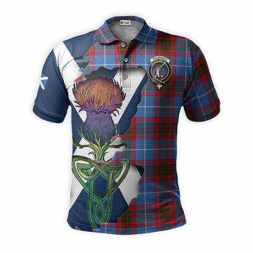 Tartan Vibes Clothing Dalmahoy Tartan Family Crest Polo Shirt Scottish Thistle Celtic Inspired