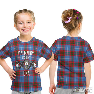 Dalmahoy Tartan Kid T-Shirt with Family Crest DNA In Me Style - Tartan Vibes Clothing