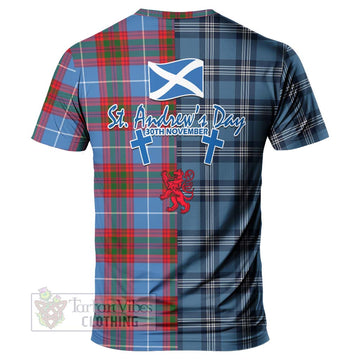 Dalmahoy Tartan T-Shirt Happy St. Andrew's Day Half Tartan Style - Tartan Vibes Clothing