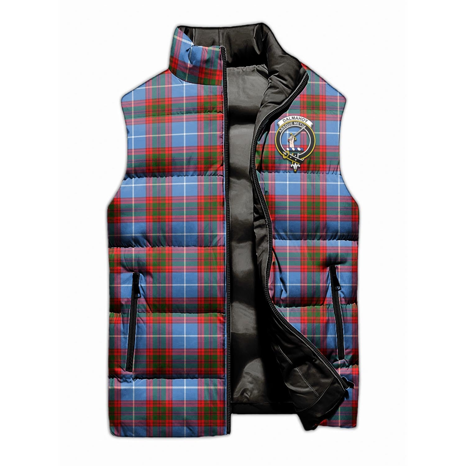 Dalmahoy Tartan Sleeveless Puffer Jacket with Family Crest - Tartan Vibes Clothing