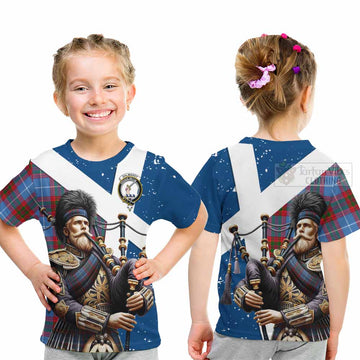 Dalmahoy Tartan Kid T-Shirt with Family Crest Scottish Bagpiper Vibes - Tartan Vibes Clothing