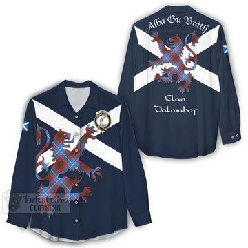 Dalmahoy Tartan Lion Rampant Women's Casual Shirt Proudly Display Your Heritage with Alba Gu Brath and Clan Name - Tartan Vibes Clothing