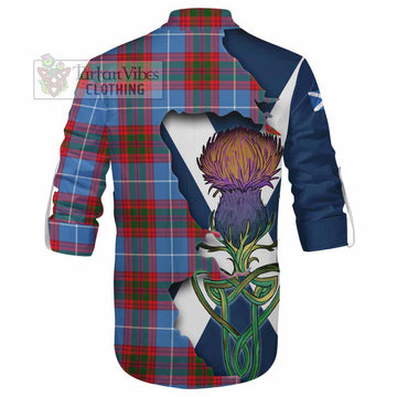 Tartan Vibes Clothing Dalmahoy Tartan Family Crest Ghillie Kilt Shirt Scottish Thistle Celtic Inspired