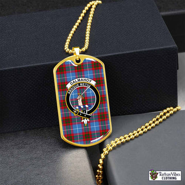 Dalmahoy Tartan Dog Tag Necklace with Family Crest Gold No - Tartan Vibes Clothing