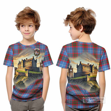 Dalmahoy Tartan Family Crest Kid T-Shirt with Scottish Ancient Castle Style - Tartan Vibes Clothing