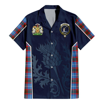 Dalmahoy Tartan Hawaiian Shirt with Family Crest and Scottish Thistle Vibes Sport Style - Tartan Vibes Clothing