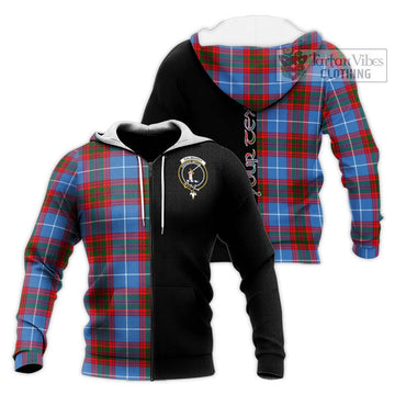 Dalmahoy Tartan Knitted Hoodie with Family Crest and Half Of Me Style Unisex Knitted Zip Hoodie - Tartan Vibes Clothing