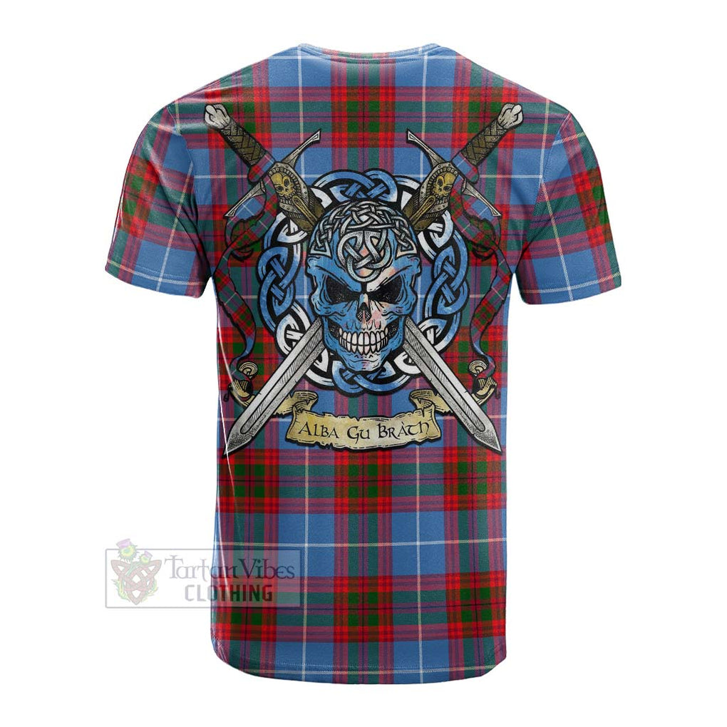 Dalmahoy Tartan Cotton T-shirt with Family Crest Celtic Skull Style Men's Shirt - Tartan Vibes Clothing