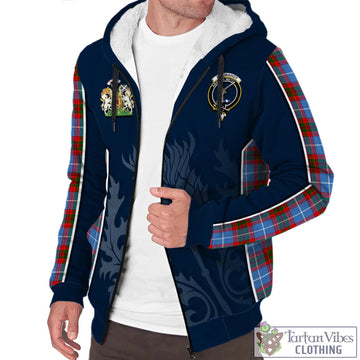 Dalmahoy Tartan Sherpa Hoodie with Family Crest and Scottish Thistle Vibes Sport Style - Tartan Vibes Clothing