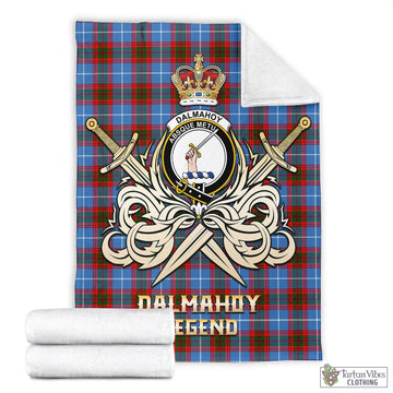 Dalmahoy Tartan Blanket with Clan Crest and the Golden Sword of Courageous Legacy - Tartan Vibes Clothing