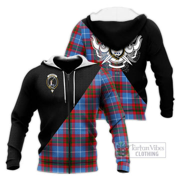 Dalmahoy Tartan Knitted Hoodie with Family Crest and Military Logo Style Unisex Knitted Zip Hoodie - Tartan Vibes Clothing